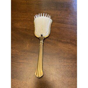 Vintage Gold Tone Floral  Vanity Hair Brush Victorian 10" Ornate Beauty